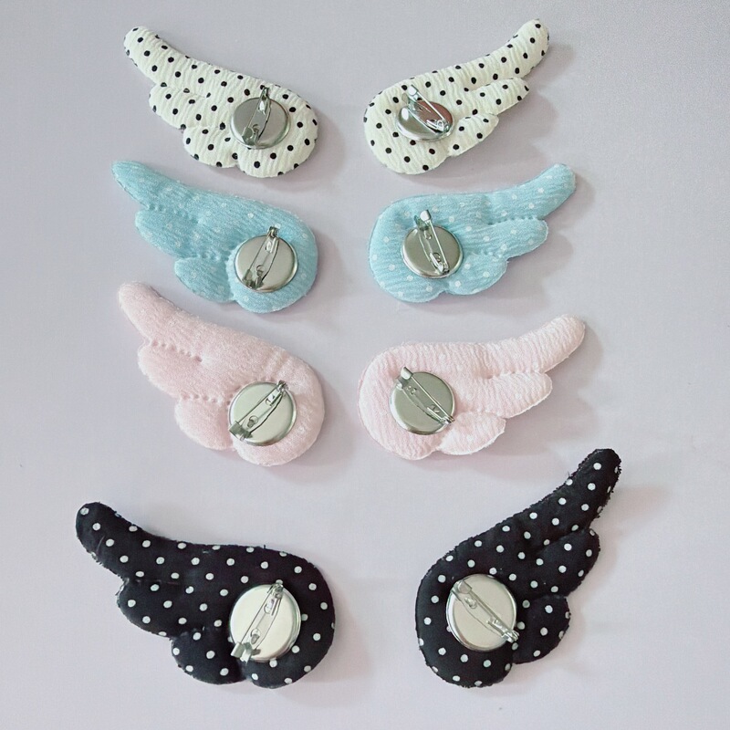 2-Pack~Dreamy Black and White Polka Dot Wing Brooches, Fabric Accessories, Sweet and Versatile, Suitable for Bags, Clothing, Shoes, Hats, and Decorative Items