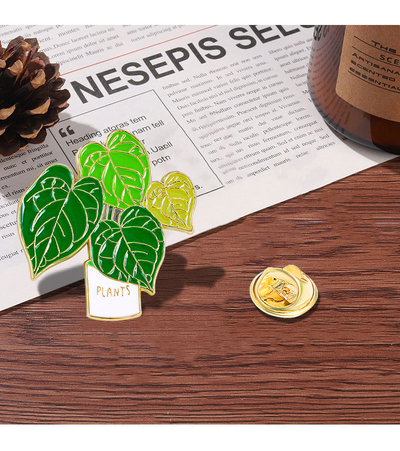 8g Weight Brooches Classification Alloy Material Leaf, Plant Pattern Enamel Craft Cartoon Style Cute Sweet Pin Leaf Plant Alloy Enamel Unisex Brooches 4