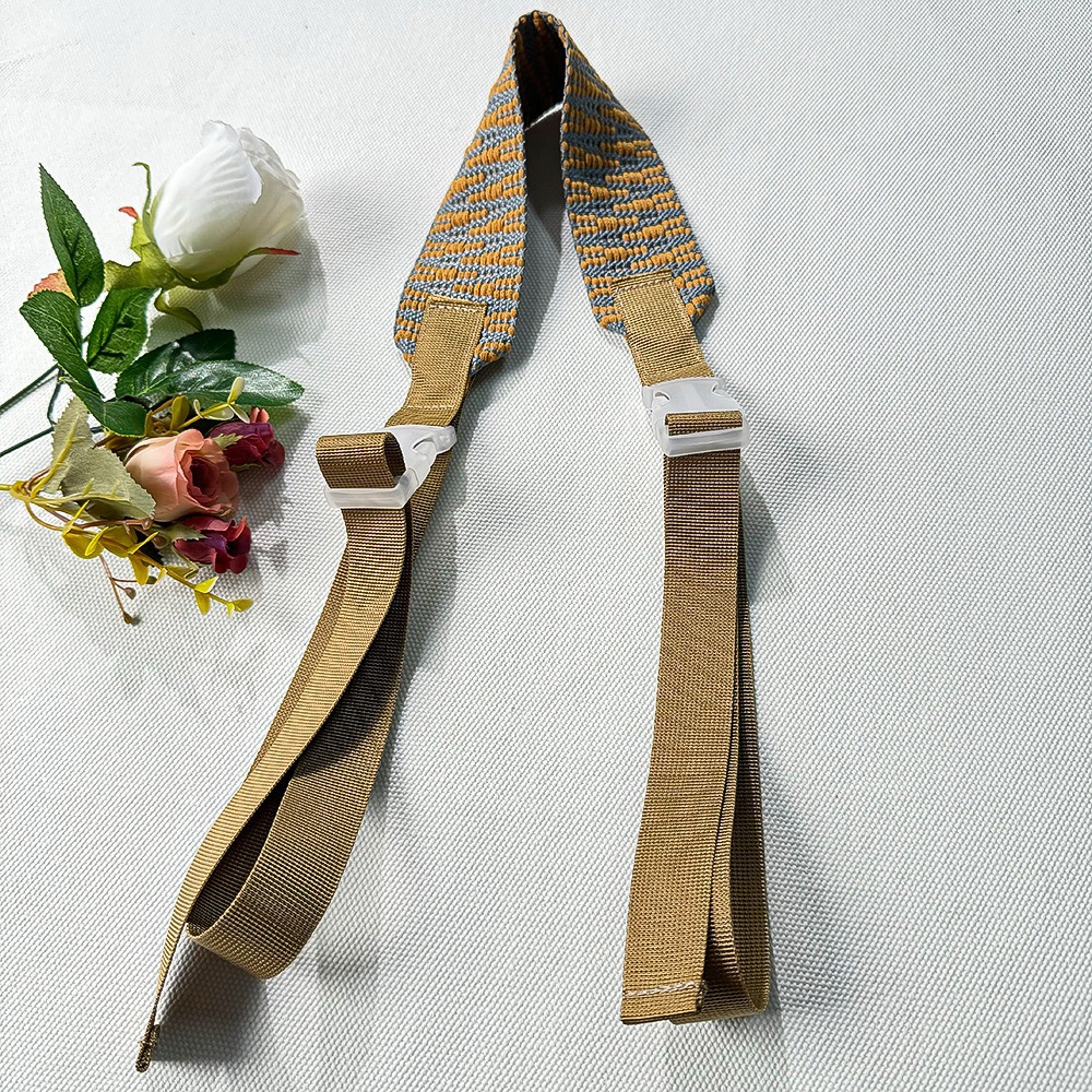 카키색 자카드 와이드 숄더 스트랩