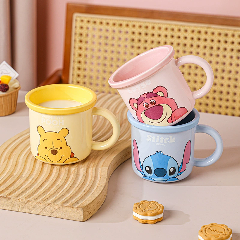 Керамическая кружка Disney с широкой ручкой/ободком Stitch, для дома и завтрака, нишевая мультяшная кофейная/молочная чашка