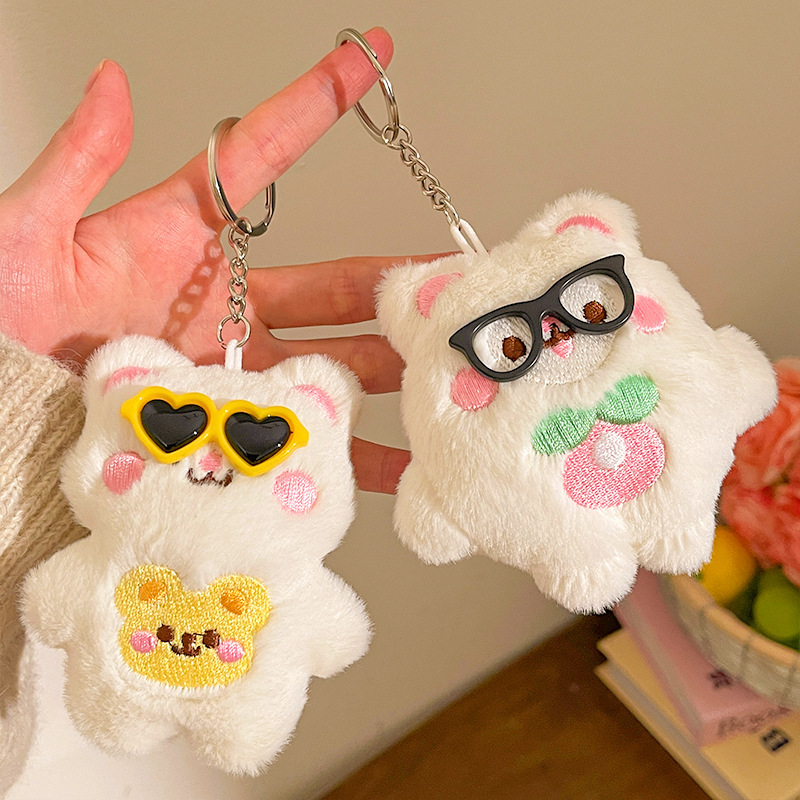 Small Gift Cartoon Plush Doll Blush Bunny Pendant Doll Bag Keychain Pendant Gift Souvenir