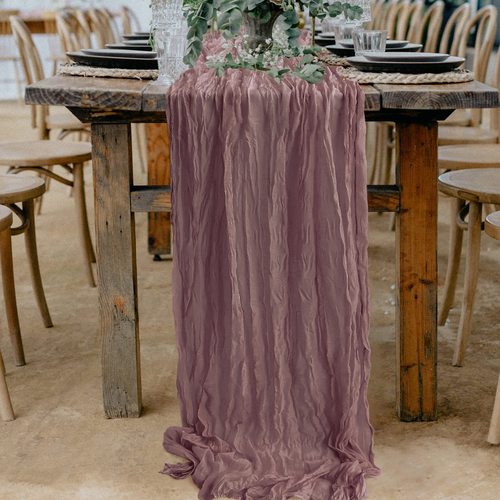 Cross-border Balinese crepe fabric table flag Bohemian style macrame tablecloth wedding party decoration wrinkled table flag wholesale