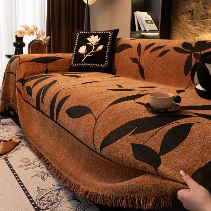 中古风沙发盖布轻奢高级感复古法式一片式沙发巾沙发套罩全盖毯子