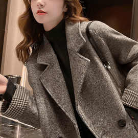 毛呢西装外套女2025春季新款韩版英伦风宽松显瘦韩版休闲呢子大衣