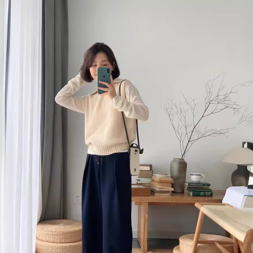 24 invierno Puyuan color sólido pequeña solapa de cuello en V chaleco de punto de invierno de otoño nuevo estilo delgado image 4