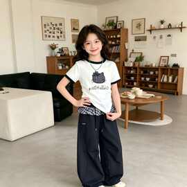 织里童装女童夏季KT猫短袖T2026新款儿童夏装屁帘阔腿裤韩版薄款