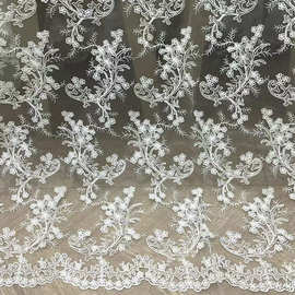 骨绳网布蕾丝绣花面料婚纱礼服窗帘车骨绳绣网纱刺绣水溶绣花布料