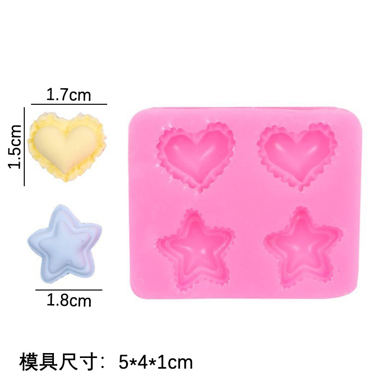 Día de San Valentín decoración rosa pastel de chocolate hornear mini amor estrella de cinco puntas fondant pastel molde de silicona