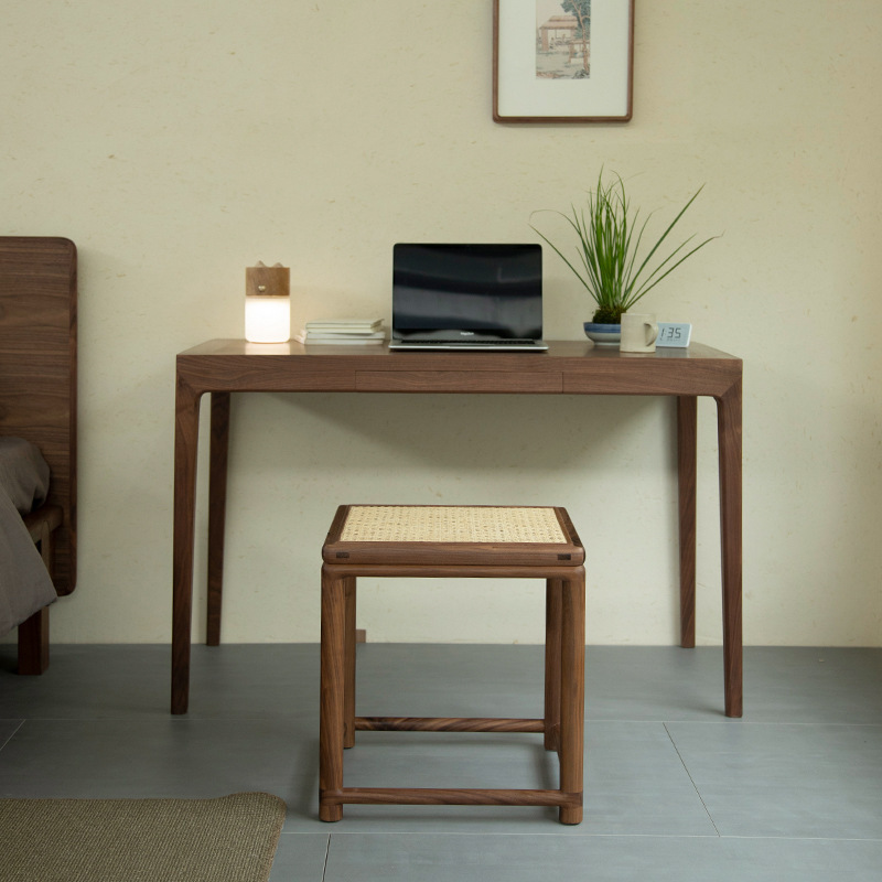 New Chinese style solid wood balcony tea table minimalist small desk black walnut minimalist home tea table desk