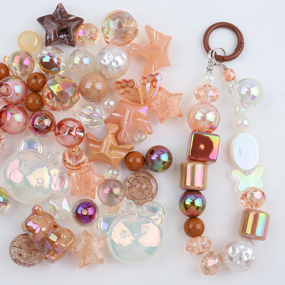 電気メッキUVカラー高光沢異形人魚姫穴あきビーズ手作りDIYネックレス携帯ストラップ材料パックアクセサリー