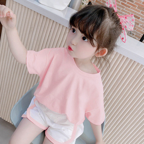 9937 Boys' and Girls' Children's White T-shirt Short-sleeved Top Solid Color Short-sleeve Uniform for Middle Children Pure Cotton Pure White