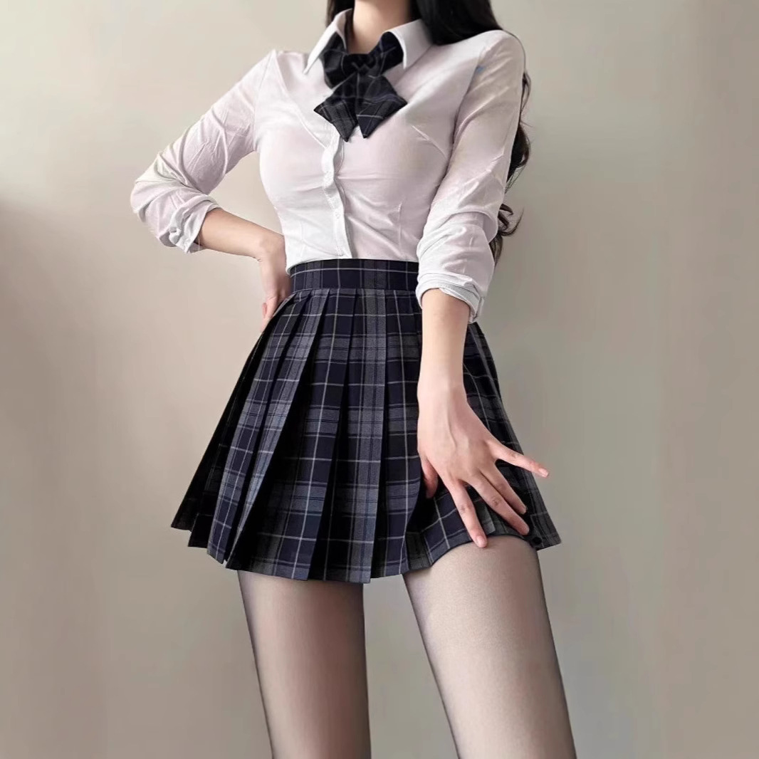 순수 스파이스 소녀 JK 스커트 체크 무늬 스커트 여성 대학 스타일 디자인 센스 틈새 슬림 핏 슬림 핏 섹시