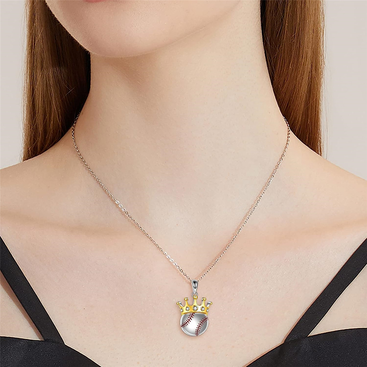 Collana con ciondolo a forma di corona da baseball in zircone bianco alla moda e di vendita calda, gioiello da donna alla moda e versatile_voghion.com