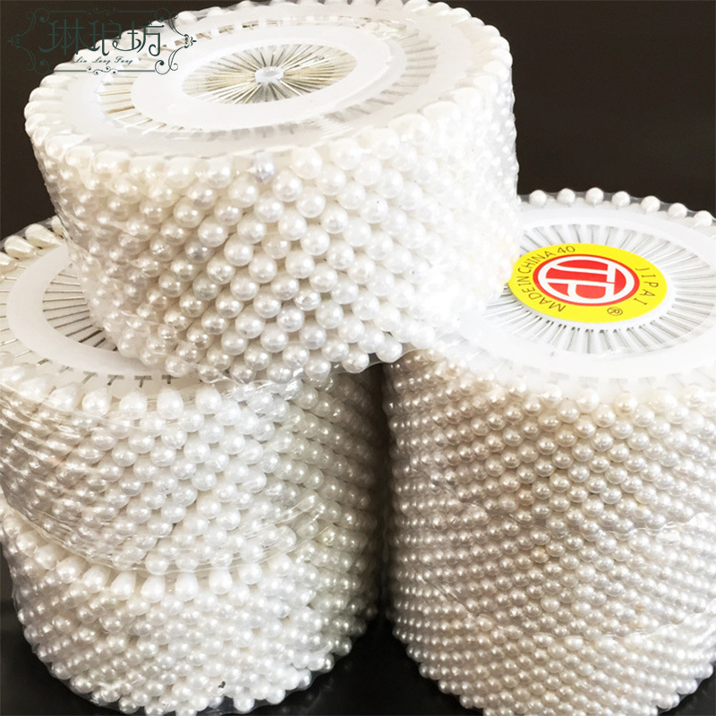 Aguja de grano de cabeza grande aguja de perla de tamaño pequeño ramo fresco embalaje boda forma de hilo de coche material auxiliar fijo