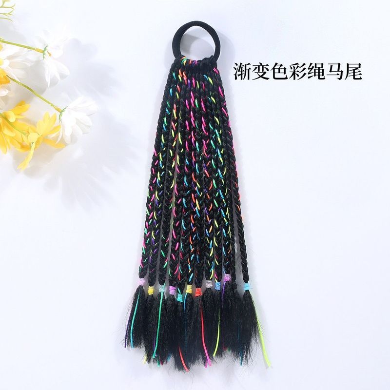 儿童假发彩色脏辫渐变色舞台表演彩色辫子发绳脏辫高温丝小辫子|undefined