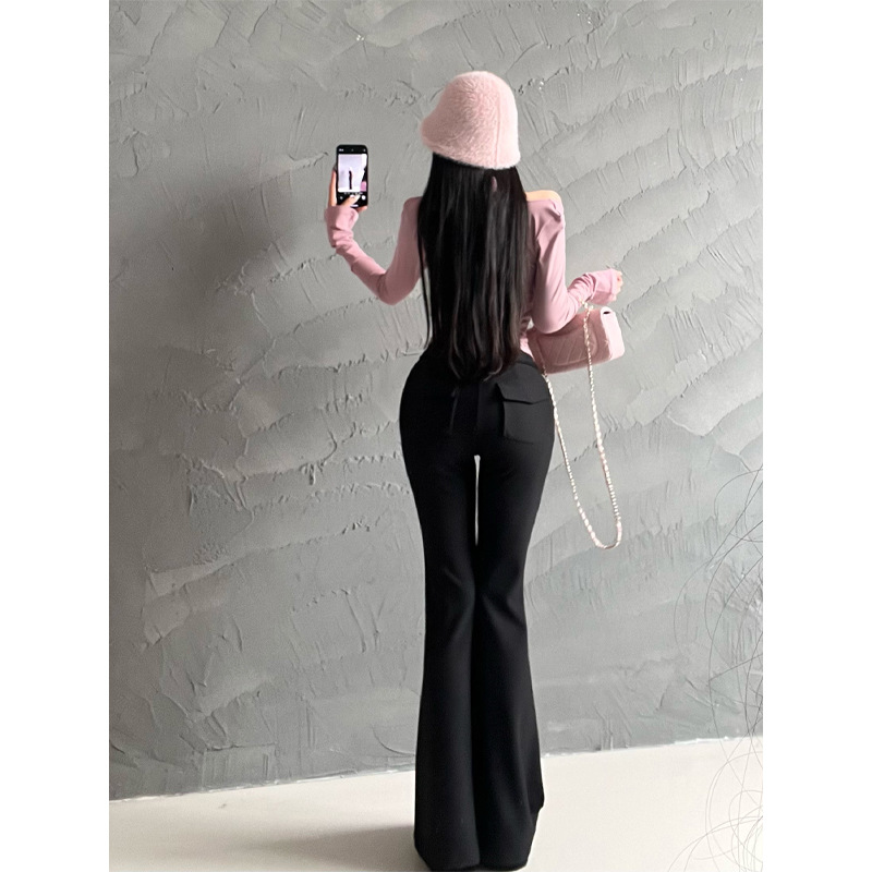 Y3023 Refined Trap Design Sense High Waist Slim Fit Micro-flared Pants Tight Hip Lift Large Pants Casual Pants