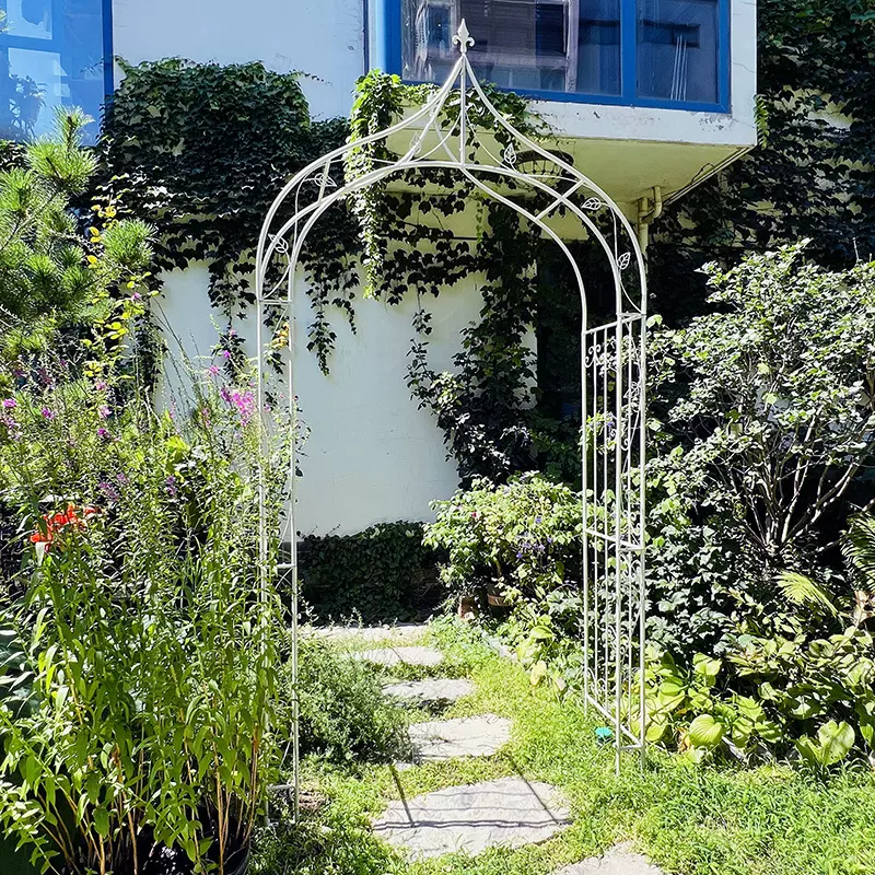 落地式复古铁艺拱门花架户外花园庭院铁线莲爬藤架植物攀爬葡萄架