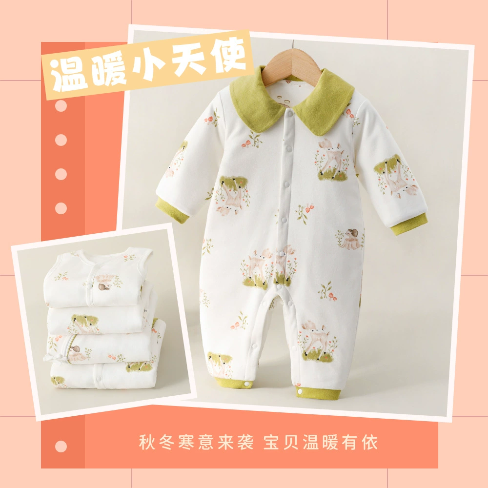 Children's demi-season quilted keep warm thermal underwear, down jacket, bodysuit for men and women girl's