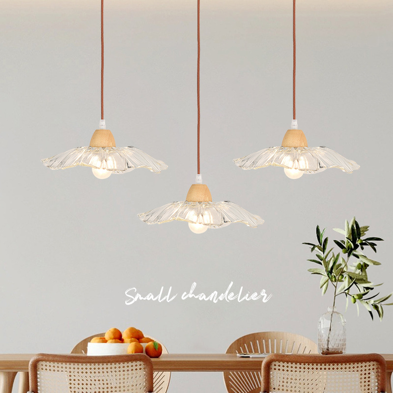 Estilo de registro comedor araña moderna minimalista estilo japonés madera bar comedor lámpara de la habitación retro hoja de loto cama lámpara de pared