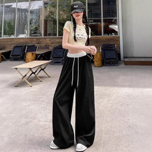 美式速干工装裤子女夏季2026新款高腰垂感休闲显瘦拖地阔腿运动裤