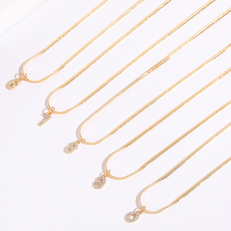 Fashion Number Copper Inlay Pendant Necklace 1 Piece