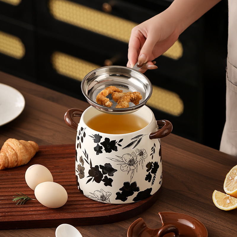 Tanque de aceite de cerdo, cerámica, flores antiguas, caja de condimentos de gran capacidad para el hogar, botella de tanque de condimento, olla de aceite de carne de chile de cocina