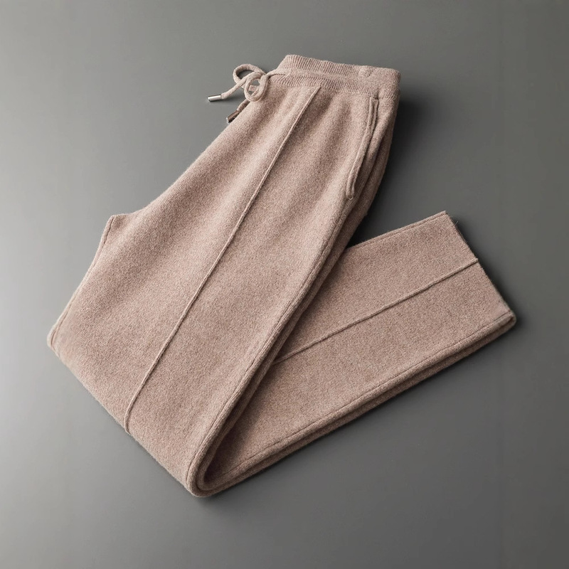 2025 Autumn and Winter New Pure Color 100% Wool Pants Men's Siping Thickeneded Knitted Casual Pants Cuffed Leggings 2025 Autumn and Winter New Pure Color 100% Wool Pants Men's Siping Thickeneded Knitted Casual Pants Cuffed Leggings
