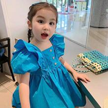 夏季2025新款儿童韩版泡泡袖连衣裙夏装新款女童裙子洋气公主裙