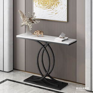 Light Luxury Style Rock Board Semi-round Entrance Table Wall-side Modern Simple Entrance Table New Style End View Table Entrance Entrance Cabinet
