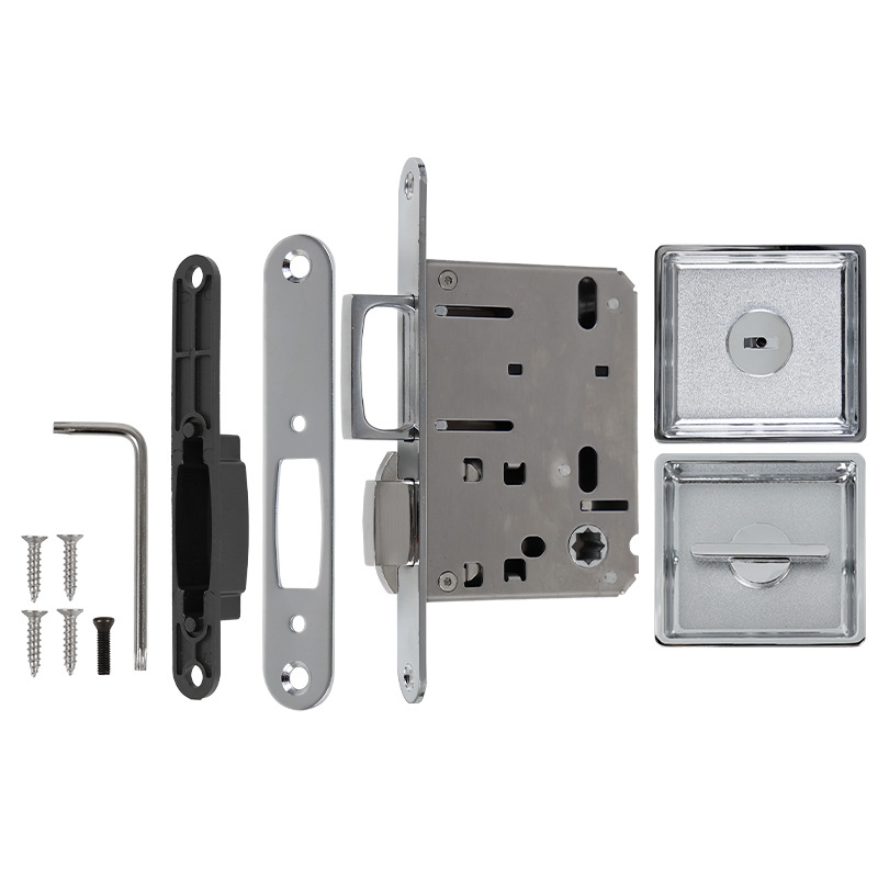 Comercio exterior personalizado redondo BK bolsillo cerradura de puerta deslizante privacidad baño cocina cerradura de puerta deslizante puerta fantasma cerradura de gancho invisible