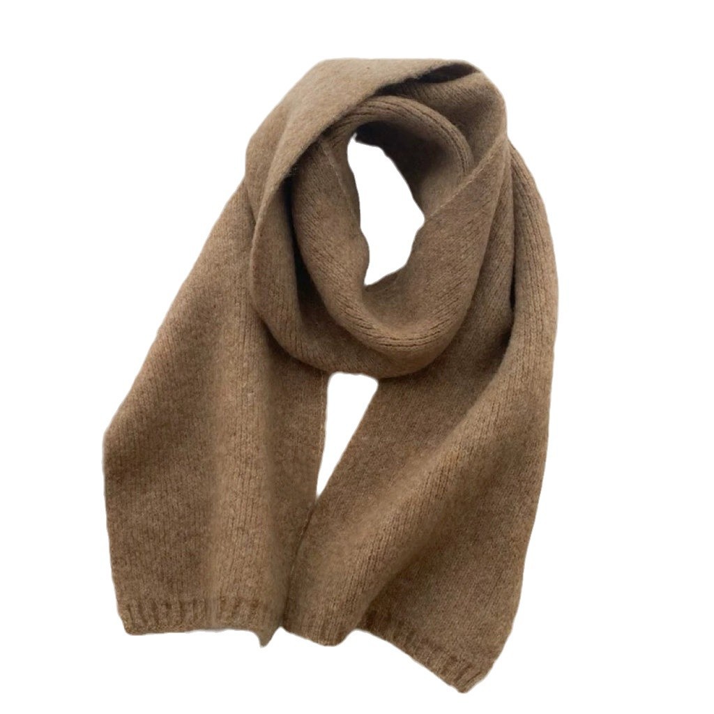 Korean Solid Color Knitted Scarf For Women Winter New Atmosphere Simple Versatile Soft Warm Lazy Style Small Neck Warmer_voghion.com
