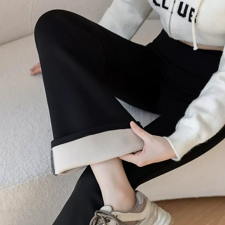 秋冬高腰喇叭鲨鱼裤加绒加厚外穿瑜伽裤义乌大码打底裤女加长女裤