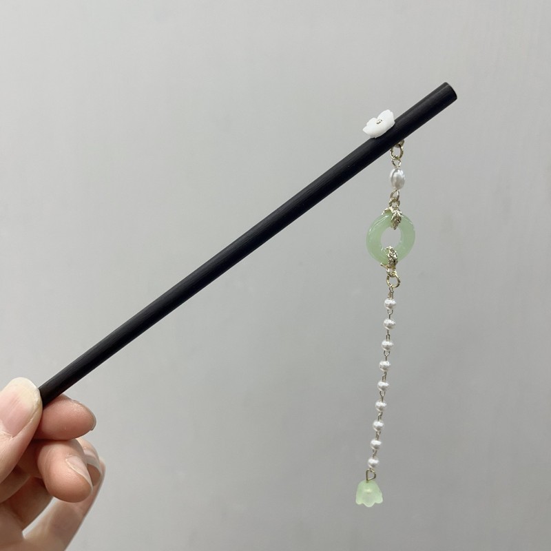 古风高级感黑色檀木发簪女流苏新中式簪子盘发神器发钗簪子苏州|undefined