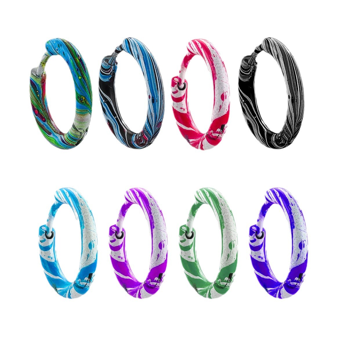 Acero inoxidable europeo y americano esmalte color pintura piercing oído hebilla titanio acero clásico nicho gradiente oreja clip oído hebilla