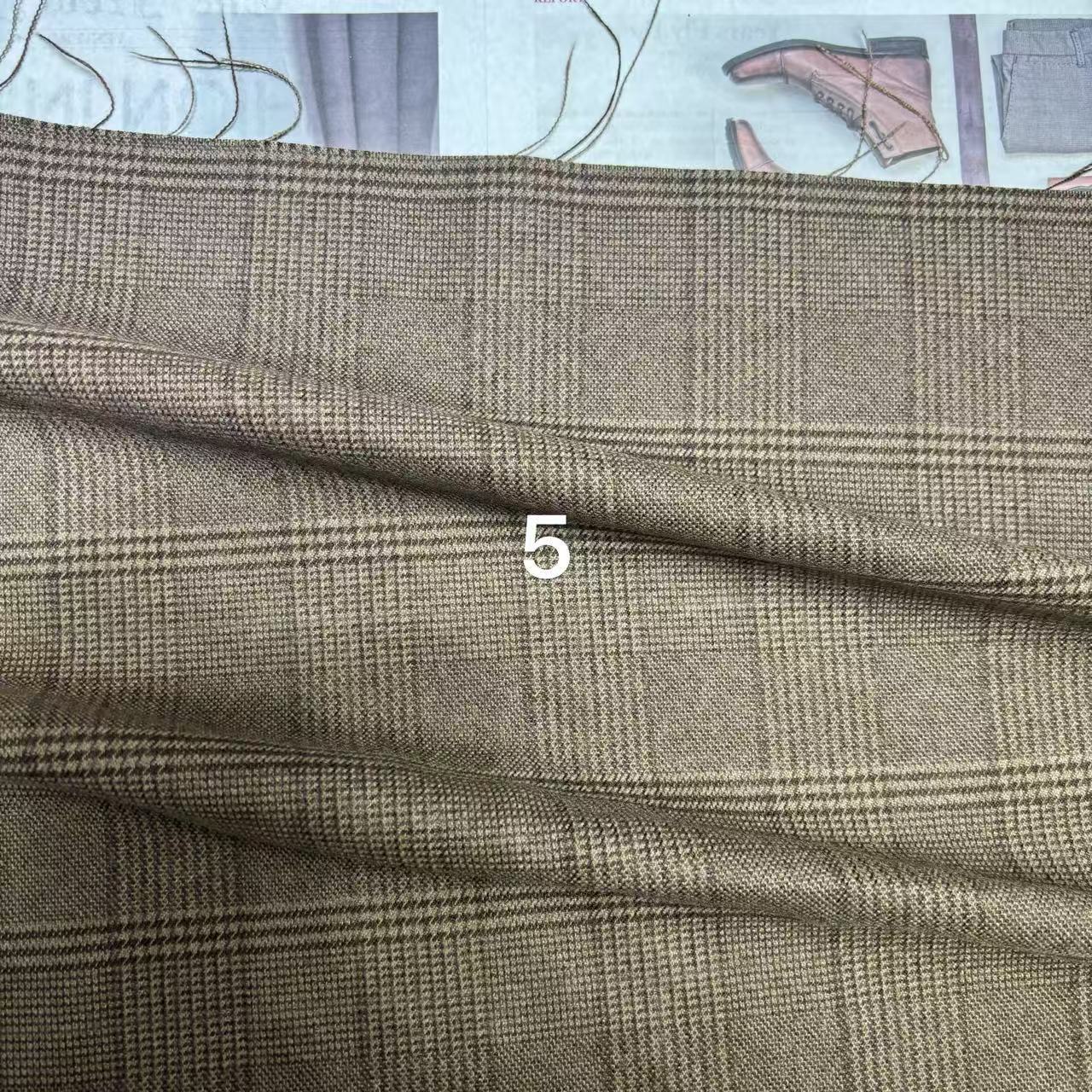 秋冬休闲西装裤子工装面料棉袄连衣裙布料TR磨毛色织大格子布