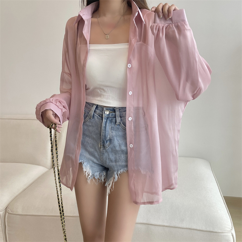 112g Weight Long Sleeve Sleeve Length Single Breasted Placket Type Shirtsleeve Sleeve Type Polyester, Chiffon Fabric Type Regular Top Length Cardigan Tops Type Holiday Occasion Shirt Collar Neckline Loose Fit Type Solid Color Pattern Summer, Spring Season Women's Gender Casual Style Wholesale Women's Casual Solid Color Long Sleeve Blouses 31