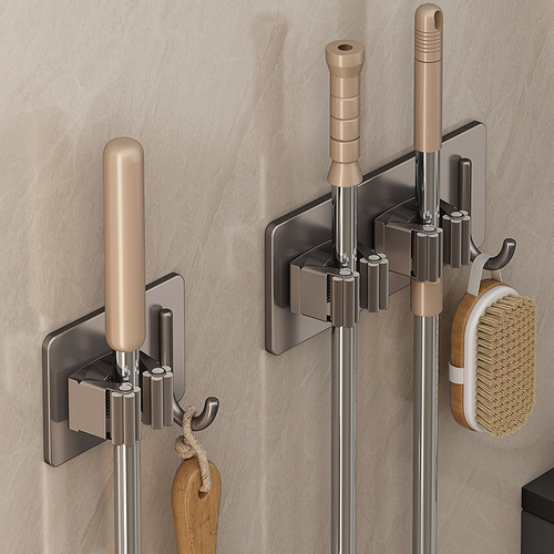 Mop hook free of punching wall hanging bathroom storage artifact broom holder hanger strong adhesive mop clip