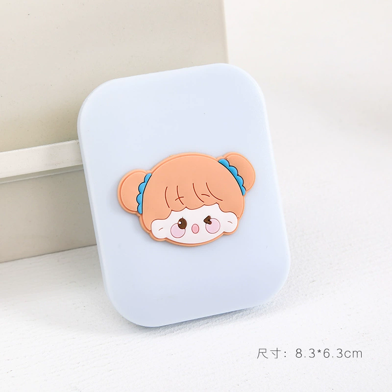 Cartoon folding brush for students, small handheld mirror, 2 in 1