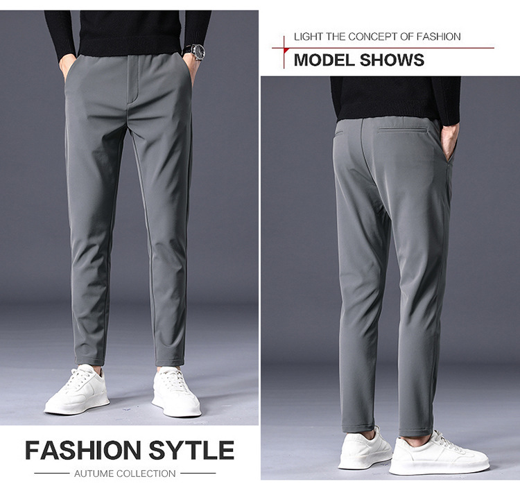 Spring casual slim fit straight suit simple non ironing business autumn men's pants, solid color_voghion.com