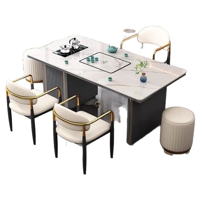Mesa de té de tabla de roca en un conjunto completo de lujo ligero moderno simple oficina en el hogar silla de mesa de té multifuncional balcón de té
