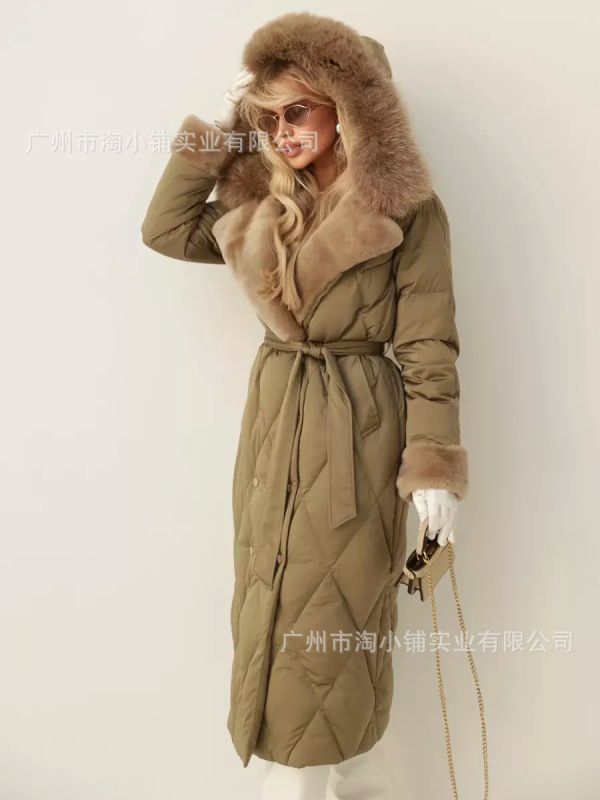 2025冬の新しいスタイルの女性用セレブスタイルの綿コート、韓国風のミドル丈ウエスト長袖スリム綿コート、トレンディな女性用|undefined