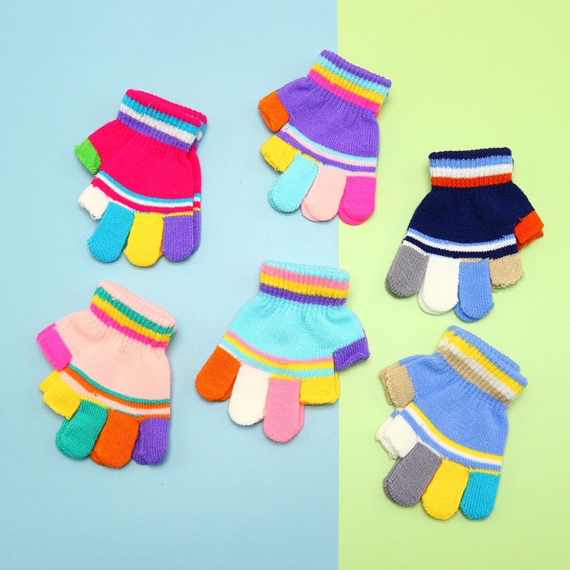 Children's travel keep warm thin knitted gloves for boys for early…