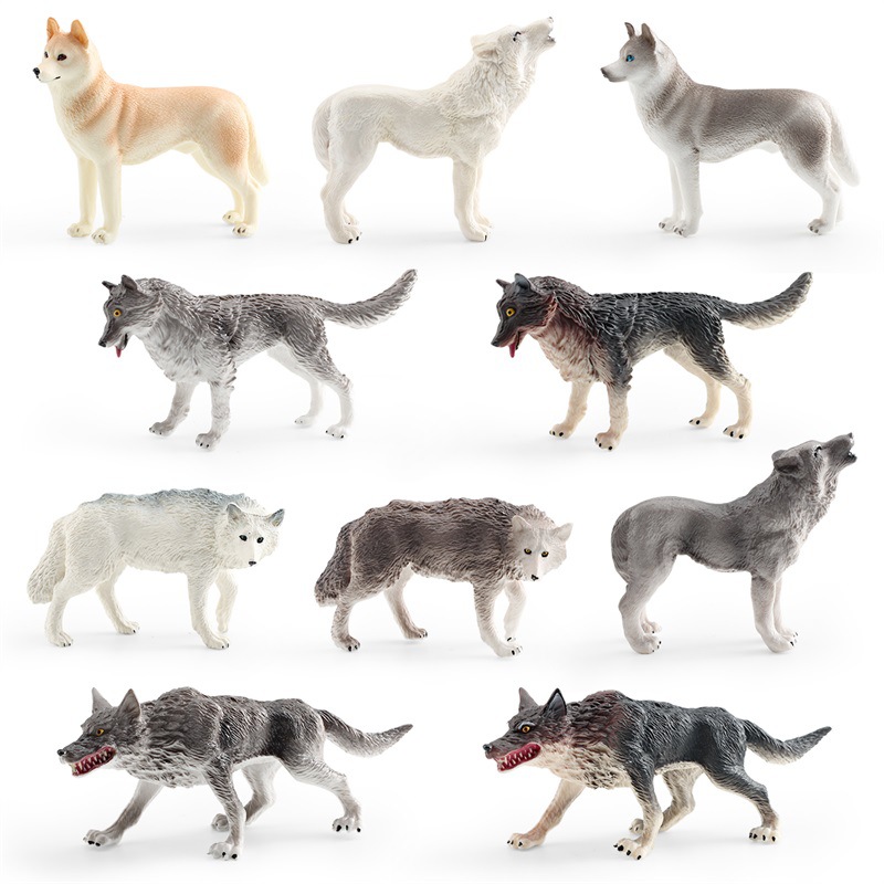 Transfronterizo Amazonas simulación bosque animal gris Lobo Blanco Lobo Negro Lobo Marrón Husky modelo estática decoración juguete