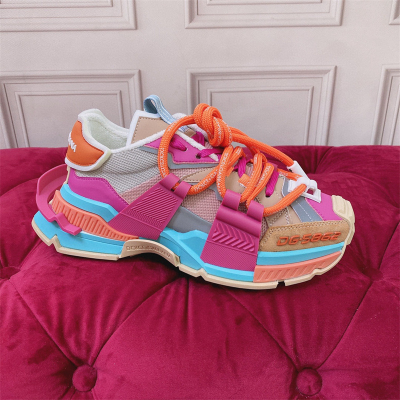 Estación Europea plataforma de punta redonda con cordones color a juego deportes zapatos casuales de las mujeres de estilo coreano todos los partidos zapatos de papá de moda DG2023 Nuevo