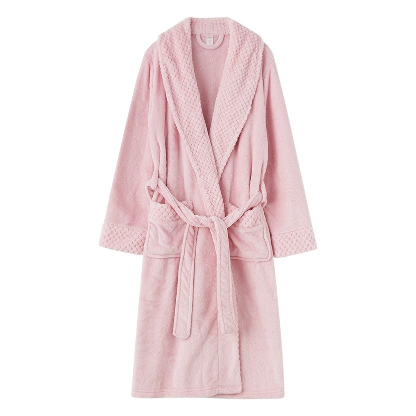 Nightgown Women's Autumn and Winter Long Coral Fleece fleece-lined Thickened Bathrobe for Couple Flannel Men's Pajamas Winter Home Clothes