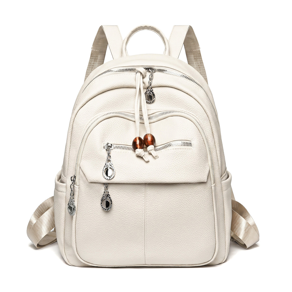 Mochila de Cuero para Mujer de Cuero PU Antirrobo Multicapa para Uso Diario y 通勤