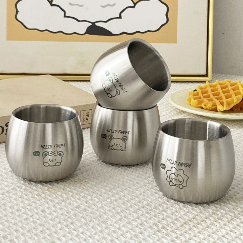 Детская кружка из нержавеющей стали с мультяшным дизайном, двухслойная, термостойкая, утолщенная, устойчивая к падениям, для дома и путешествий, 2024