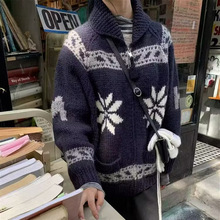 韩国代购小鹿雪花圣诞氛围感拉链毛衣外套女秋冬季针织衫上衣女潮