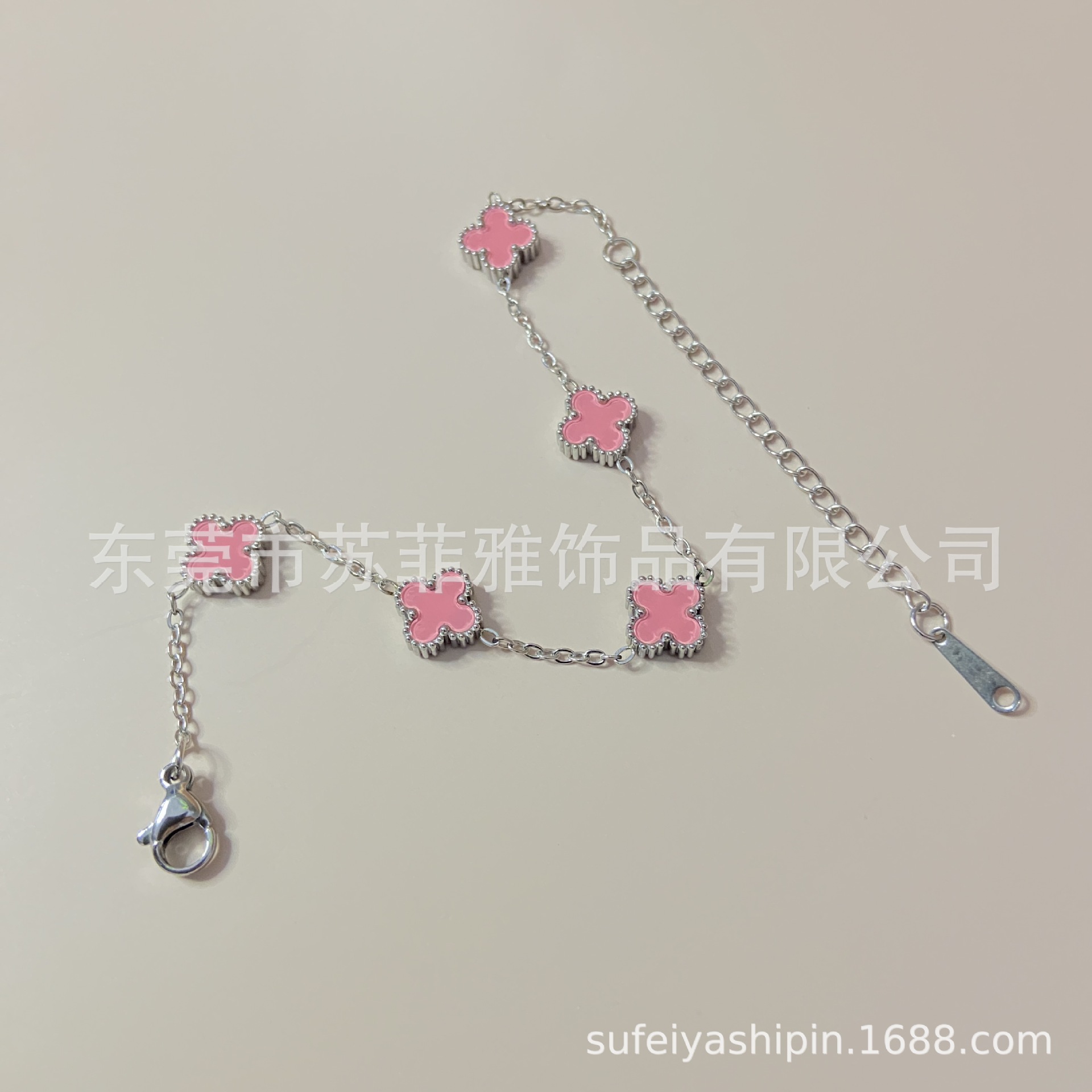 핑크 9mm 팔찌, 스틸 색상