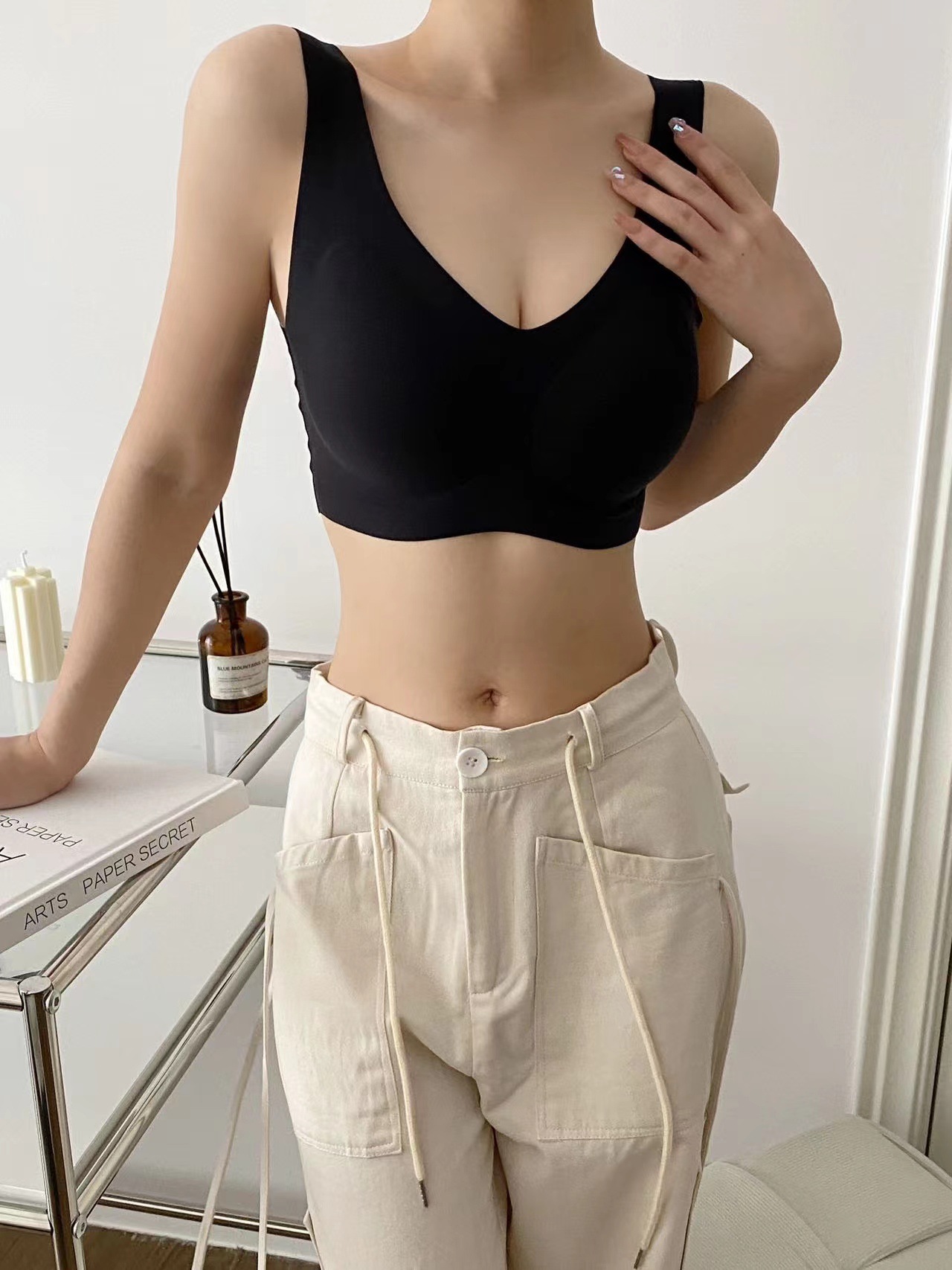 Fenna Fu Happy Home con el mismo estilo, sin costuras, cómodo, transpirable, sujetador de copa fija, pecho pequeño, ropa interior deportiva sin anillo de acero